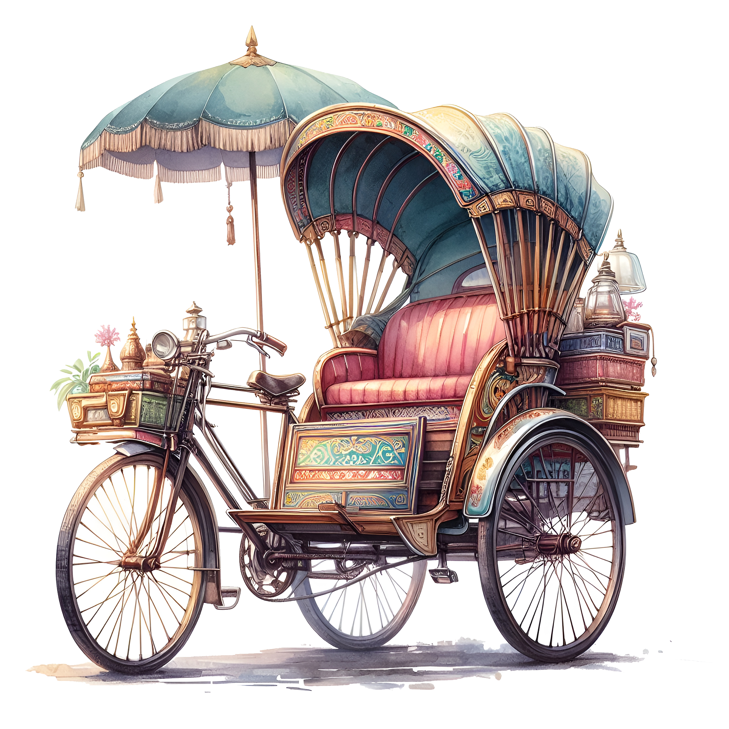 —Pngtree—rickshaw isolated image ai genrative_15883889